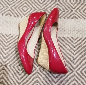 Franco Sarto patent leather red wedge heels 7.5